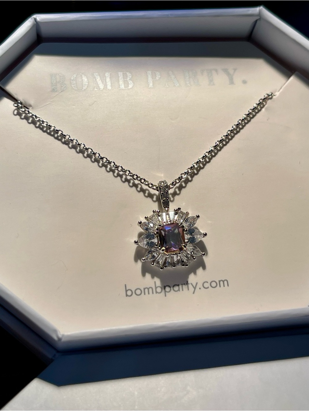 Rainbow Topaz silver pendant with petite chain